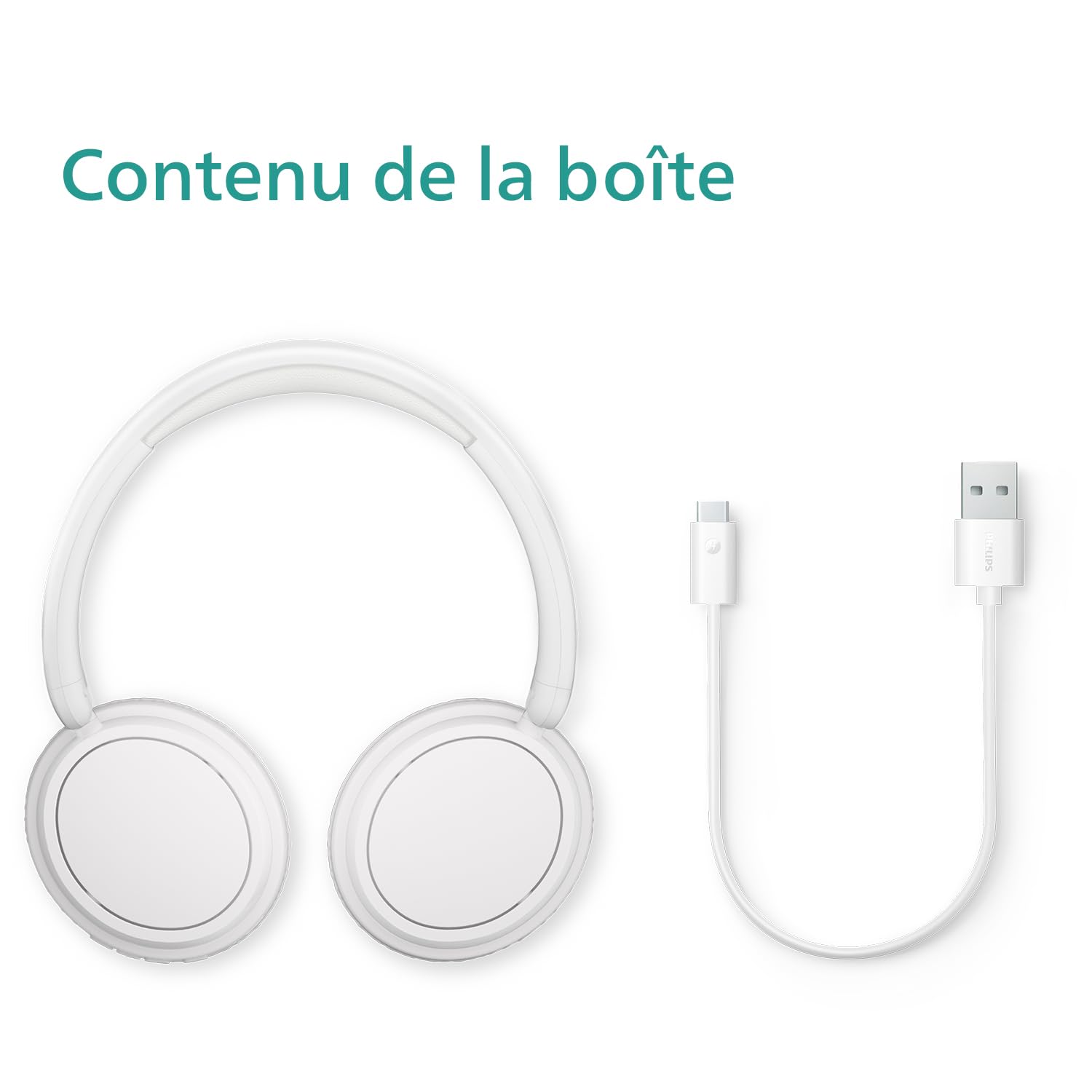 PHILIPS TAH5209WT/00 Casque sans Fil Supra-aural Bluetooth, Isolation phonique Passive, 65 Heures d’autonomie, Son Naturel, appels clairs, Basses dynamiques, Recharge en 2 Heures Via USB-C - Blanc