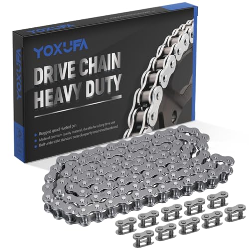 YOXUFA 420 Drive Chain 102 Link Heavy Duty for 50cc 70cc 90cc 110cc 125cc CRF50 XR50 PW80 SSR NST SDG Tao Tao Coolster Kazuma Baja Ice Bear Lifan Kayo Dirt Pit Bike ATV Quad Go Kart 4 Wheeler Parts