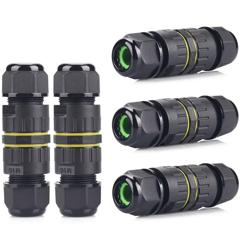 qofowin ip68 waterproof 2way 3pin junction box electrical cable connector,5 pack 17.5a 400v m16 wire range(3.5-7mm) used for outdoor rapid maintenance expansion and extension of cable connectors