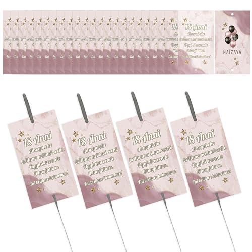 NAÏZAYA Idea Regalo 18 Anni Donna Originale - 60 Bigliettini Eleganti per Scintille Luminose Taglio Torta (Scintille NON Incluse)