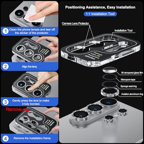Image of WSKEN for Samsung Galaxy S26 Ultra Camera Lens Protector - Ultra Thin Case Friendly, 9H Shatterproof Tempered Glass with Anti Scratch Metal Circle Camera Screen Protector Cover Accessories, Glitter
