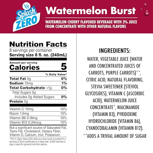 Image of V8 Splash Zero Sugar Watermelon Burst Flavored Beverage, 64 fl oz Bottle