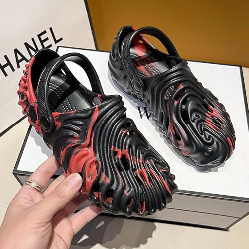 Large size couple camouflage fingerprint hole shoes, anti slip toe caps, soft soled beach sandals2