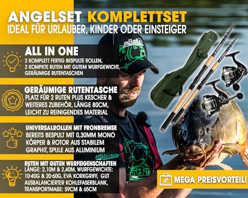 Angel Berger Komplettset mit 2 Teleskopruten und Rollen