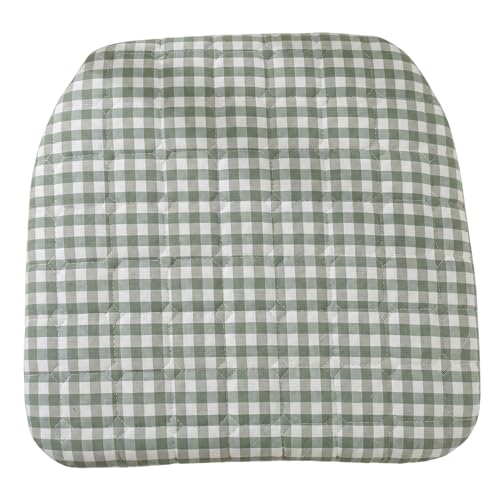 Ginwrek Coussins de Chaise Vichy avec Attaches Coussins d'assise Vichy en Coton lavé antidérapant Housse Amovible Vert 40 x 43 cm
