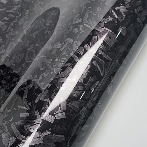 Image of LZLRUN Gloss Silver Forged Carbon Fiber Car Vinyl Wrap Film 3ft x 10ft | Gloss forged carbon fiber texture, With install tools, Air release, DIY Decal Car Auto Vehicle Morotcycle Self Adhesive