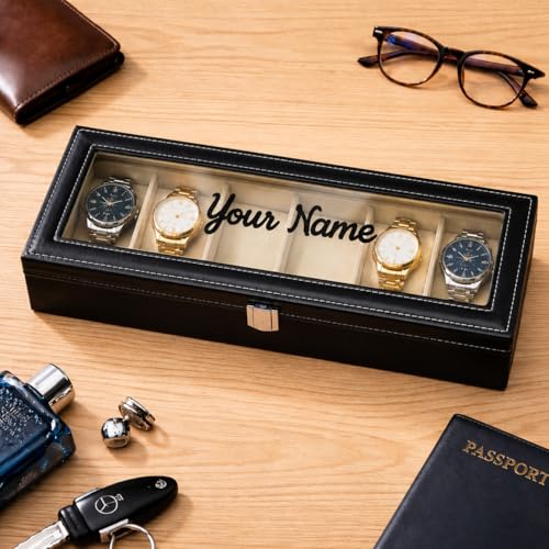 【証明書　ボックス付き】ラグジュアリーメンズ腕時計クォーツアトランタモアサナイト UNIXO Customized Name Watch Organizer Box for Men & Women | 6 Slot