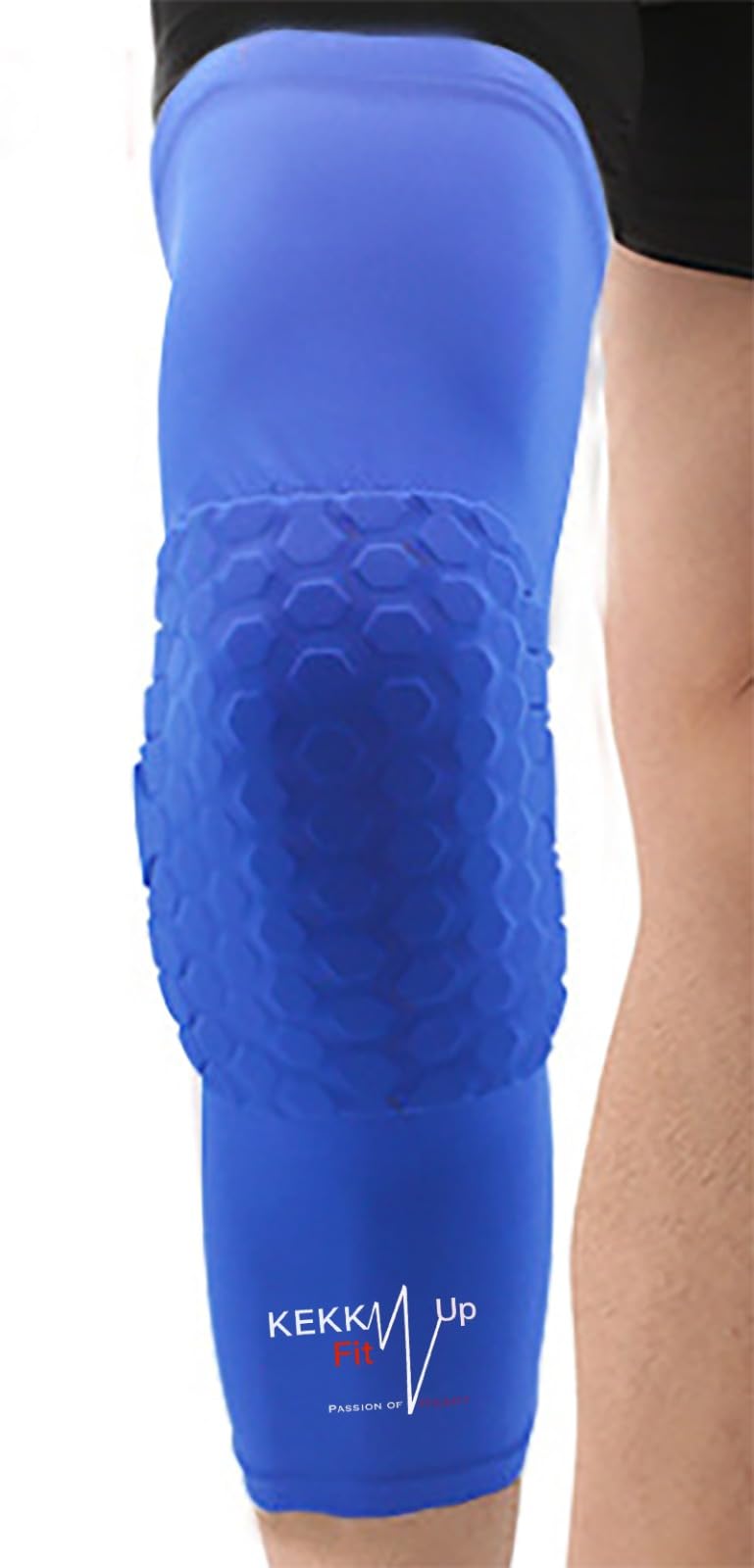 Genouillères Basket - Compression - Jambières pour jambes avec protections sportives - basket-ball - volley-ball - gardien de but de football - handball. (S BLU)