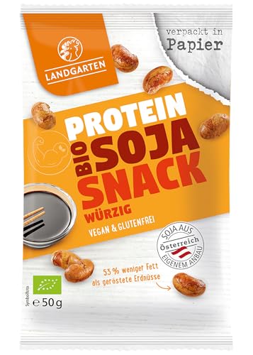 Landgarten Bio Soja Snack Würzig | Proteinreicher Snack für unterwegs | 50 g (1er Pack)