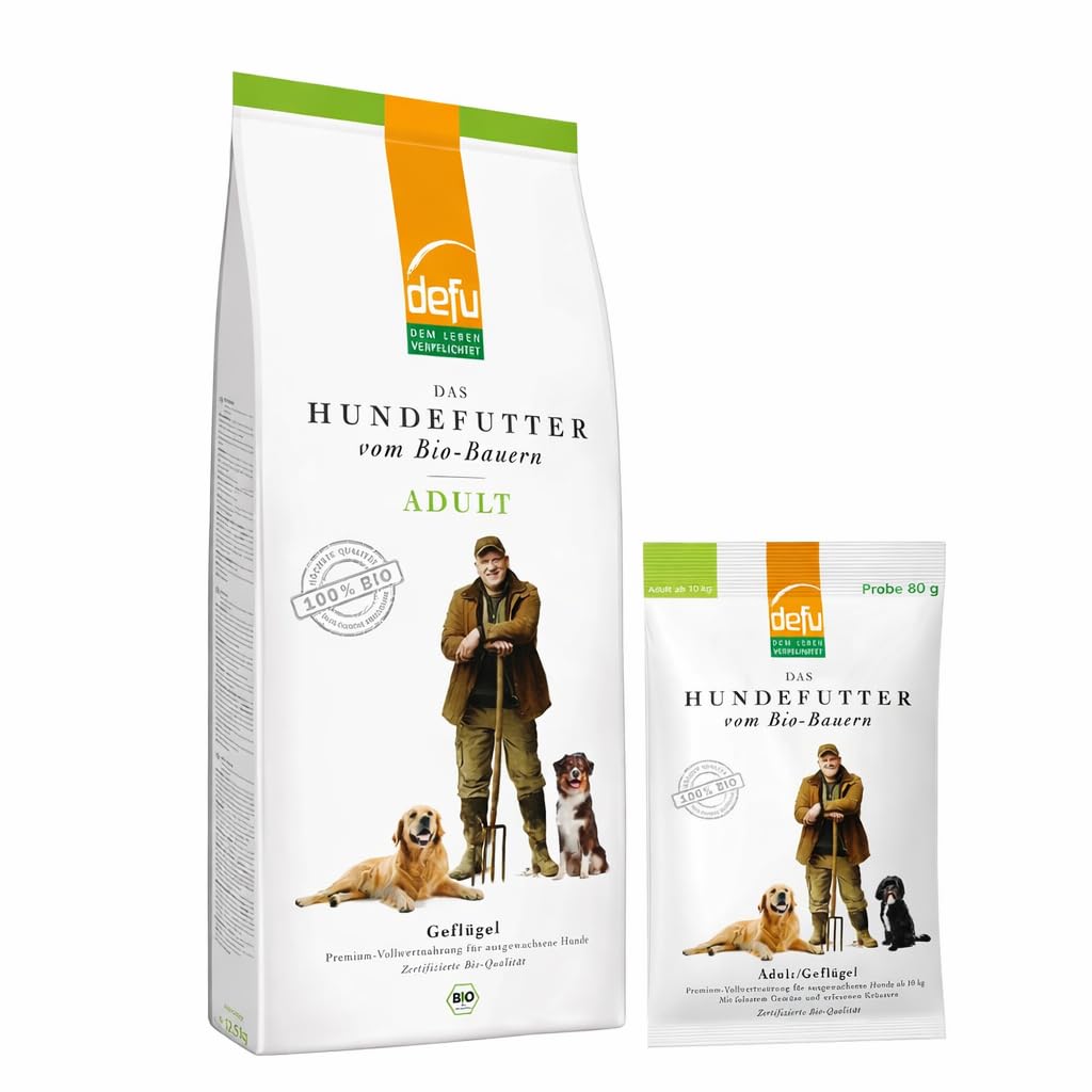 defu Hundefutter 1x Adult Bio Geflügel 12,5kg + 1x Probe Hund Adult 80g