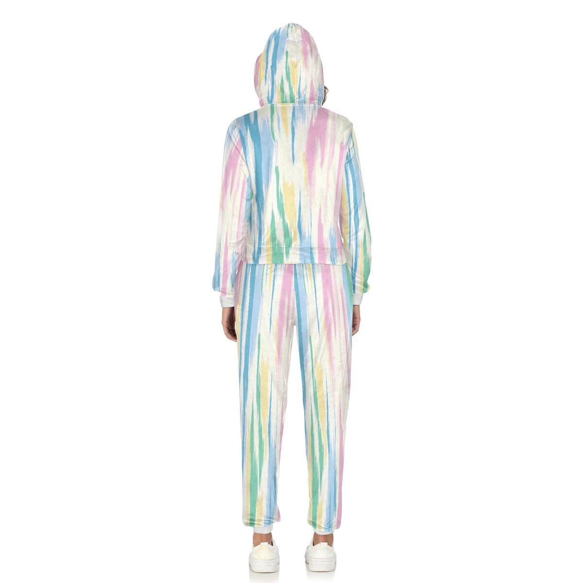 Conjunto deportivo de 2 piezas para mujer, diseño abstracto a rayas, de manga larga, con patrones de pintura de acuarela