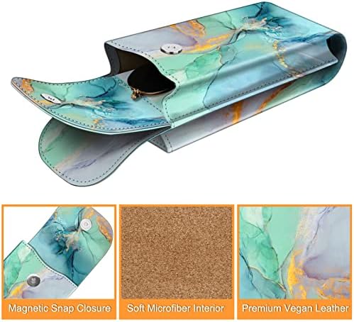 FINTIE Double Glasses Case with Carabiner Hook, Portable Vegan Leather Dual Eyeglasses Bag Anti-scratch Sunglasses Pouch, Spectacle Cases for Women Men,