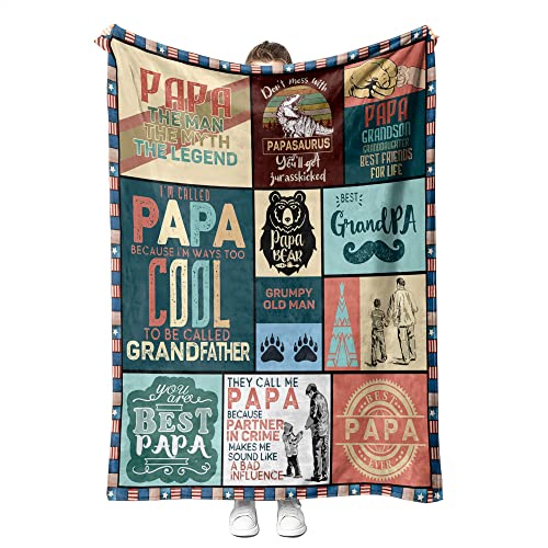 Treeswift Papa Bear Throw Blanket - Papa Bear Gifts for Dad, Grandpa from Son, Daughter for Father, Grandfather - Birthday Gifts for New Grandpa from Kids