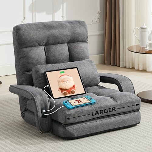 STHOUYN Comfy Floor Chair Bedroom 2 USB Charging Ports, 5-Position Couch Gaming Lounge Chairs...