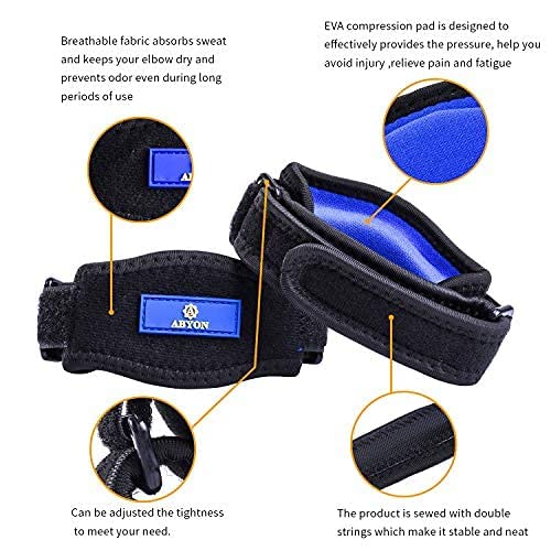 ABYON Tennis Elbow Strap(2 Pieces)+ Elbow Brace Compression Arm Sleeve