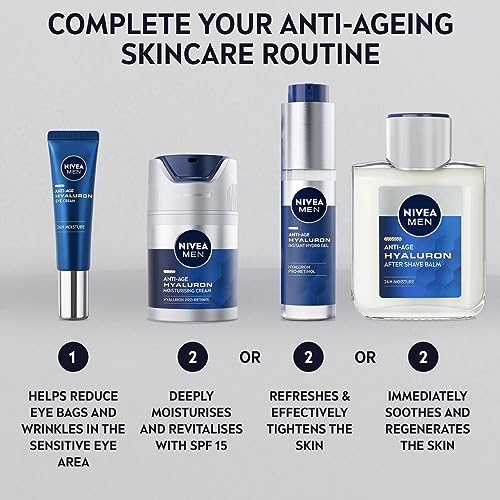 NIVEA MEN Anti-Age Hyaluron SPF15 Moisturising Cream (50ml), Anti-Wrinkle Face Cream with Hyaluronic Acid and Pro-Retinol, Visibly Reduces Deep Wrinkles and Firms Skin - Image 7