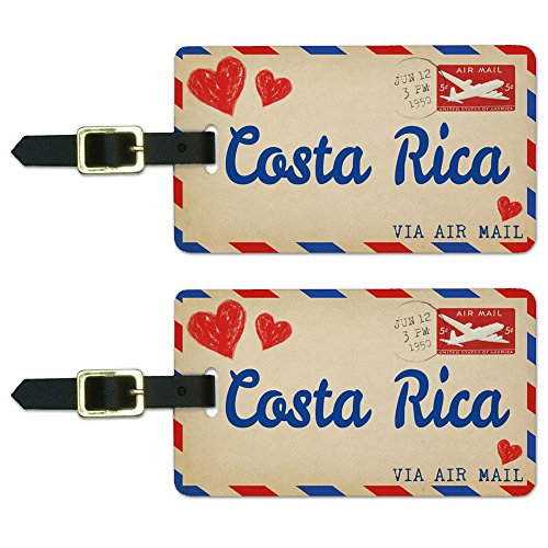 Graphics & More Air Mail Postcard Love for Costa Rica Luggage Suitcase Carry-on Id Tags, White