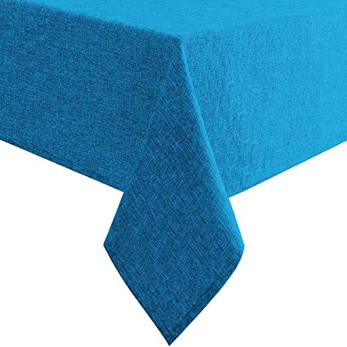 Image of Khooti Jute Table Cover for 4 Seater | 50 x 50 Inches / 127 x 127 cm | Bondi Blue | Heat Resistant | Machine Washable | Table Cloth for Dining Table, Kitchen Table, Wedding, Birthday Party