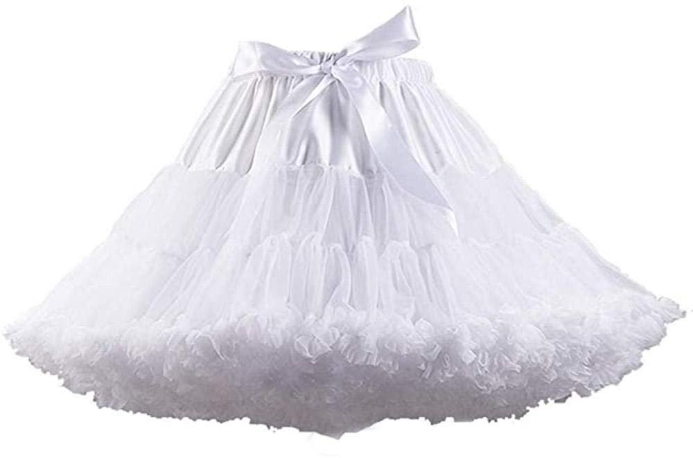 WarmoorWomen's Elastic Waist Chiffon Petticoat Puffy Tutu Tulle Skirt Princess Ballet Dance Pettiskirts Underskirt