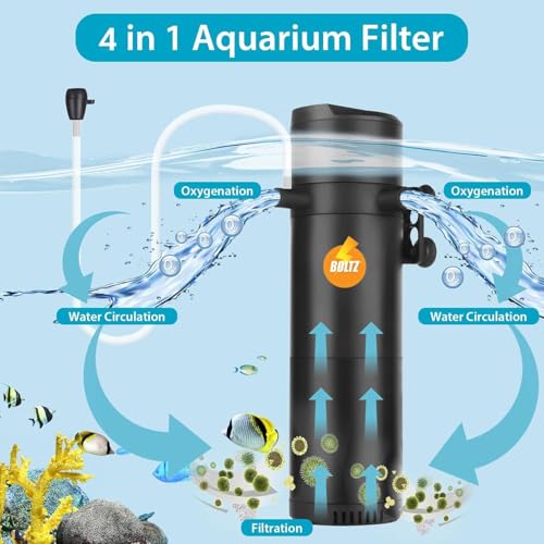 Image of Boltz Submersible Aquarium Filter Pump 18 Watt, 1200 L /H for Aquarium /Fish Tank 2 to 4 feet size aquarium, 6 Months Warranty on Fish Aquarium Filter- White color