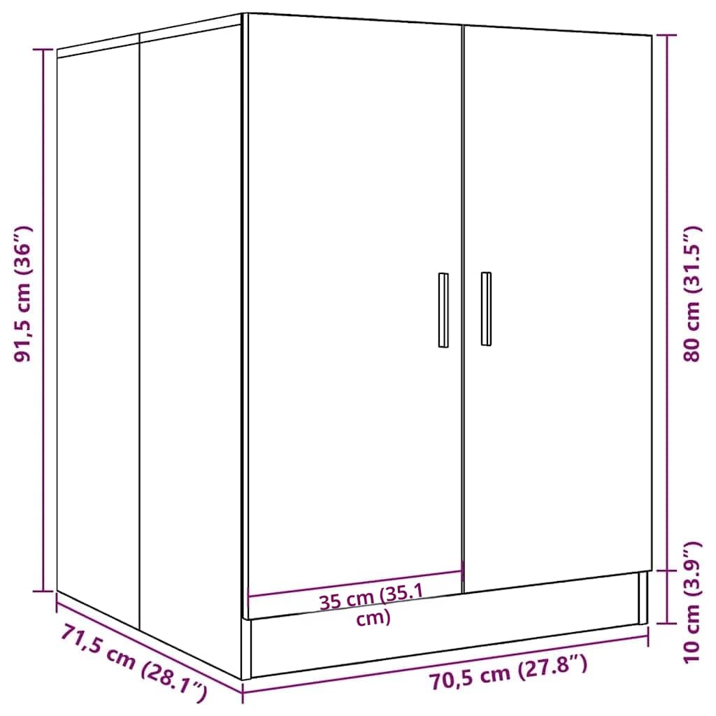 ACAGALA Armario para lavadora con puertas, mueble de baño para secadora y lavadora, armario de transformación para lavadora, 71x71,5x91,5 cm Roble Sonoma