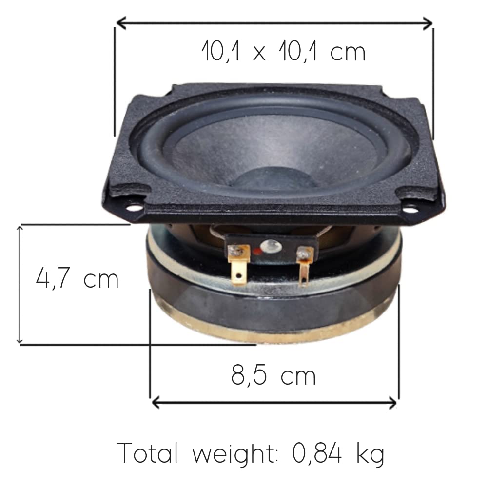 ZESTAW DO CIARE PA100 1 kwadratowy głośnik o rozszerzonym zakresie 10,1 X 10,1 cm 40 W RMS i maks. impedancja 80 W 8 omów na imprezy domowe, 1 sztuka
