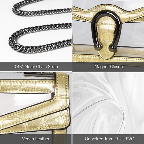 Image of Joryin Women's Stadium Approved Crossbody Bag for Women, Small Clear Bag Shoudler Purse with Chain Strap