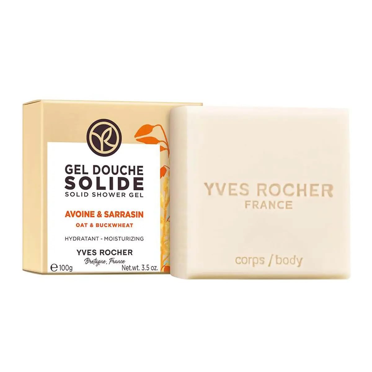 Yves Rocher Oat and Buckwheat Nourishing Solid Shower Gel Bath & Body Routine Women Men Day Care No Soap 100 g./3.3 oz.