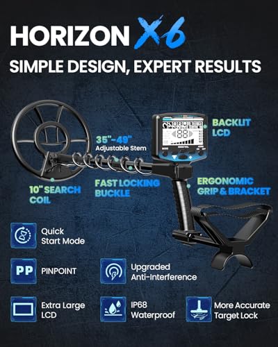 Image of Metal Detector for Adults Professional, Higher Accuracy Gold Silver Metal Detectors Kit, Intelligent NORM Mode for Beginner, 6 Modes, Advanced DSP Chip,10 inch Waterproof Coil, Larger LCD, Blue