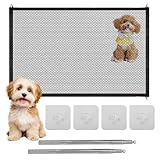 Rete di protezione per le scale senza forature, cani Rete di protezione per le porte Rete di protezione per le scale Rete di protezione per le porte senza forature con 4 ganchi adesivi (110 x 72 cm)