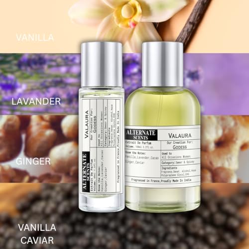 Image of Alternate Scents VALAURA 100ml Long Lasting Perfume For Women |Strong& long Lasting with 30% Oil Concentration|Elegant Floral Perfume for Women| Fragrance From France | Made In India|