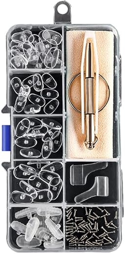 ELEPHANTBOAT® Eyeglasses Nosepad Repairing Kit,35pcs Silicone Nosepad with 3 in 1 Screwdriver,Screws Tweezers,Antiskid Ear...