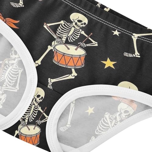 Cute Skeletons Musical Black Panties for Girl Toddler Underwear Floral Cotton Aesthetic Briefs Underpants 2t4