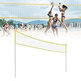 MondayUp Red de voleibol y bádminton ajustable, red de voleibol portátil al aire libre plegable con soporte de soporte para playa, césped, parques al aire libre (3 alturas)