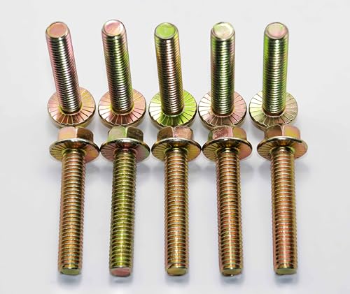 Image of 3 /8 inch x 2 inch Flanged Hex Toothed Bolt by Color Zinc Plated, Alloy Steel,Grade 5.(10pcs Pack) by Metalsuberg
