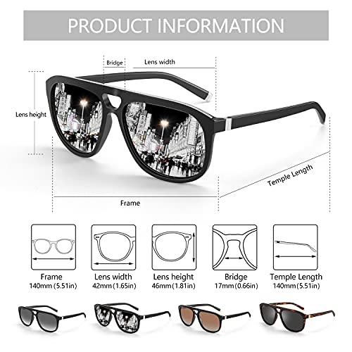 ZENOTTIC Aviator Sunglasses for Men Polarized UV Protection Square Fashion Double Bridge Retro Pilot Sun Glasses Oversized3