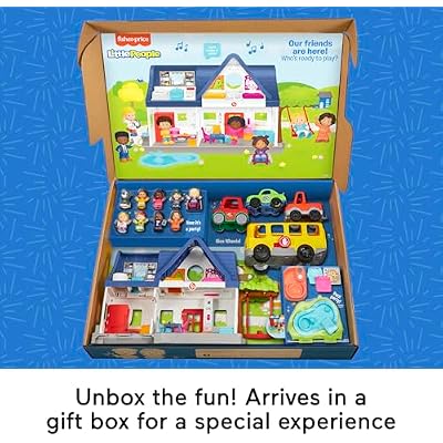 Fisher-Price Little People Toddler Gift Set, Ready for Summer, Interactive Play House with Musical School Bus