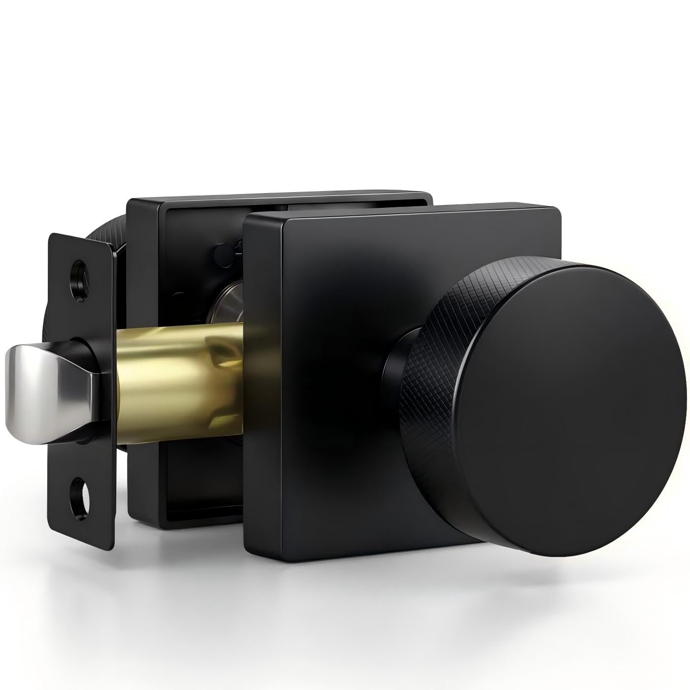 Black Closet Door Knobs - Keyless Passage -1