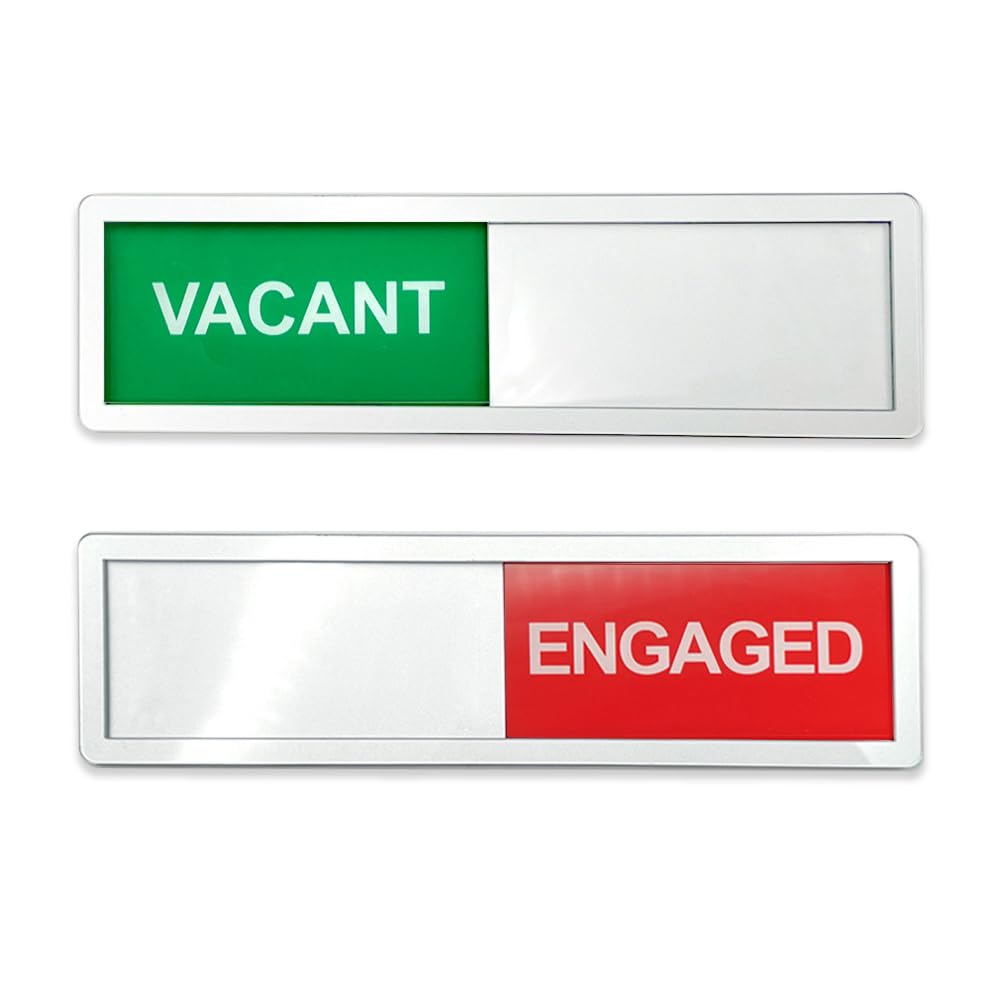 LICQIC Privacy Sign, VACANT/ENGAGED - Sliding Door Sign for Home Office Restroom Conference, Silver