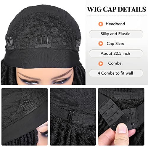 Fancy Hair Dreadlock Wig Faux Locs Headband Wigs Black Short Passion Twist Wigs Braided Twist Wigs Nature Black Short Curly Synthetic Daily Party Replacement Wig For Black Women (1B/27#) #TOP6
