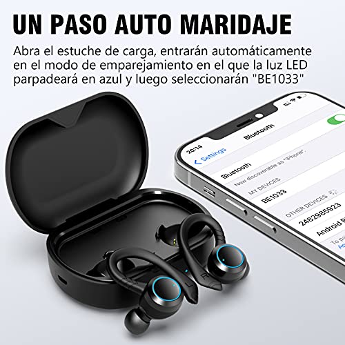 AOVOCE-Auriculares-Inalambricos-Deportivos-36-Hrs-IPX7-Impermeable-Auriculares-Bluetooth-Gaming-HD-Estereo-Microfono-Bluetooth-50-con-Estuche-Carga-LED-USB-C-Actualizado