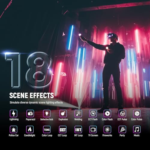Image of NEEWER RGB2 LED Tube Light Stick with Metal Barndoor, Handle, Touch Bar /APP /2.4G Control, Rechargeable Magnetic Handheld RGB Video Light, 2500K-10000K CRI98+ Dimmable Photography Lighting, 18 Scenes