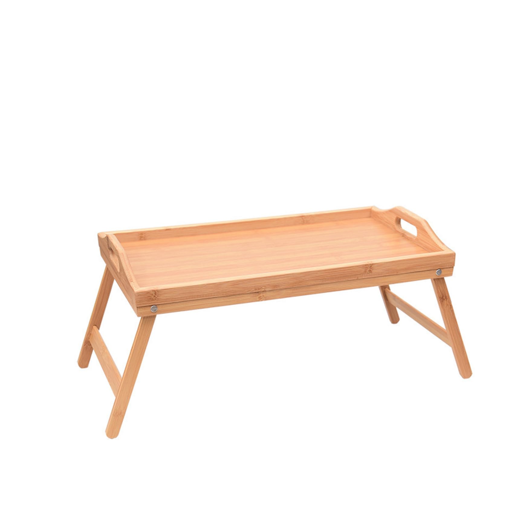 Plateau de lit portable réglable et pliable en bambou – 50 x 30 cm avec poignée pour ordinateur portable de petit déjeuner et service – Idéal pour la maison et les voyages