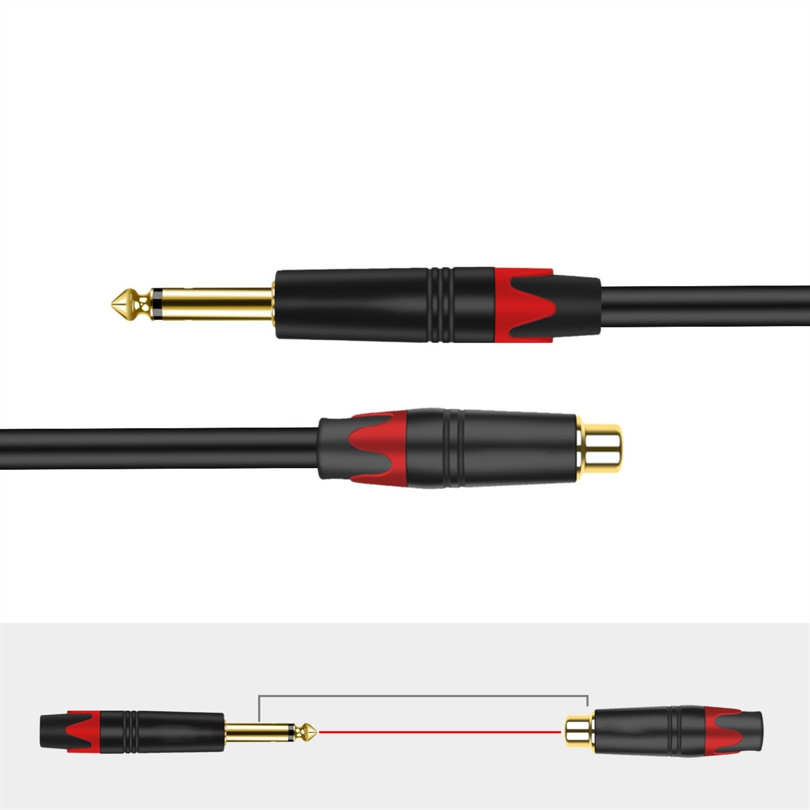 kabel audio do gitary Kabel Audio 6.35mm 1/4 Cal Męski Na Żeński Lub Męski Kable Do Gitary Elektrycznej Elektroniczny Lub Bęben Pozłacany (Color : A-3m)