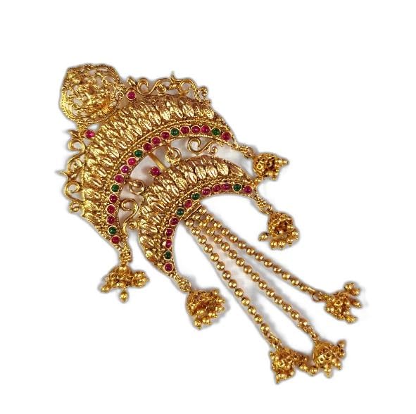 KGR Splash Jada Billalu Set for Bridal New Model, Hairstyle Accessories for Girls, Flower Design with Golden Colour Jhumkis, Small Size-image-27