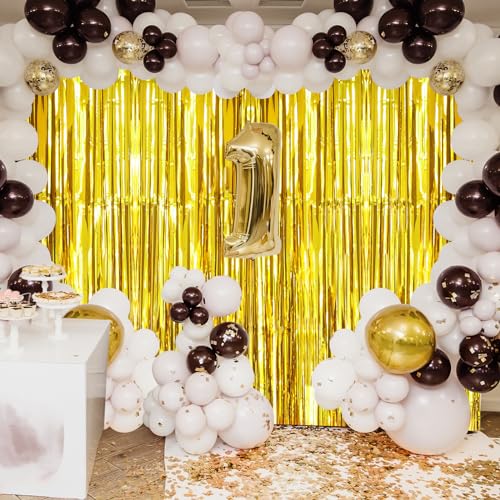 ACCEVO Gold Party Streamers 3Pack Foil Fringe Curtains 3