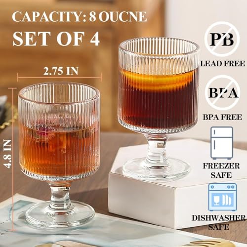 Image of Premium Wine Glasses 300ml, Set of 4 Long Wine, Burgundy Clear Glasses with Stem for Wedding Anniversary, Birthday, Gift (RKT-11, Set of 4)