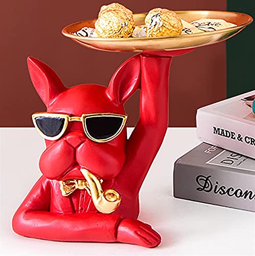 DUNAKE Key Plateau,Plateau Decoratif,21 X 19 Cm Vide Poche Entree Décoration Multifonction Bijoux Clés Plateau,Plateau À Bijoux Anneau,Grand Cadeau À La Famille Et Aux Amis (Color : Red) Cover