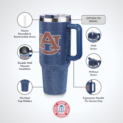 Image of The Memory Company Officially Licensed NCAA - Auburn University 40oz TC Bling Game Day Tumbler with Vintage Logo