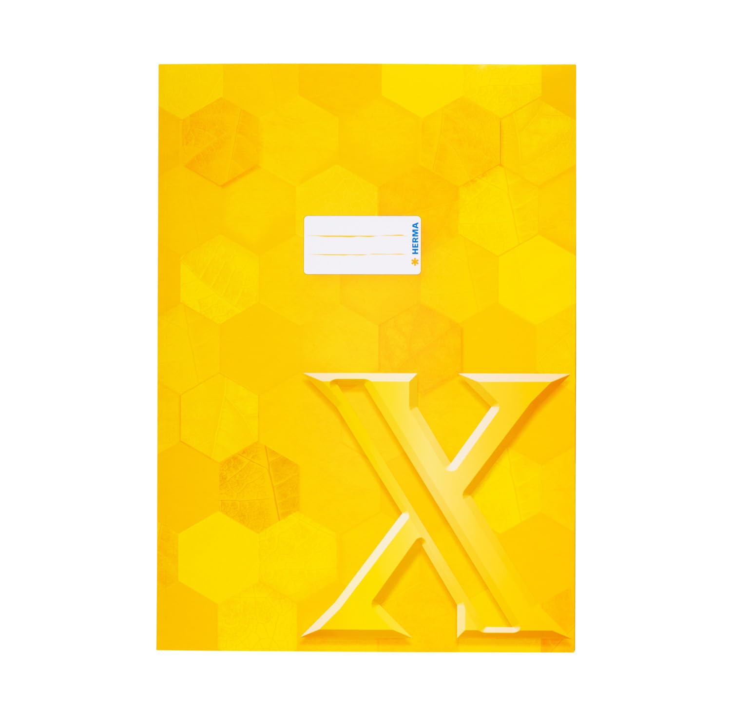 HERMA 20081 Exercise Book Cover A4 Cardboard Yellow Pack of 10 Recycled Notebook Cover with Labelling Field Made of Sturdy and Extra Strong Paper Exercise Book Cover with Hexagon Pattern Motif for